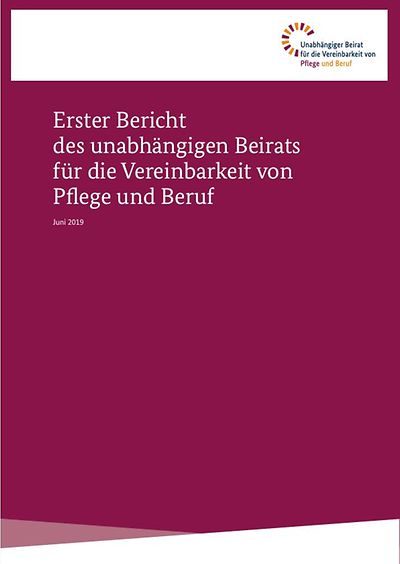 Cover des ersten Berichts in zwei Farben mit Titel und Logo des Beirats